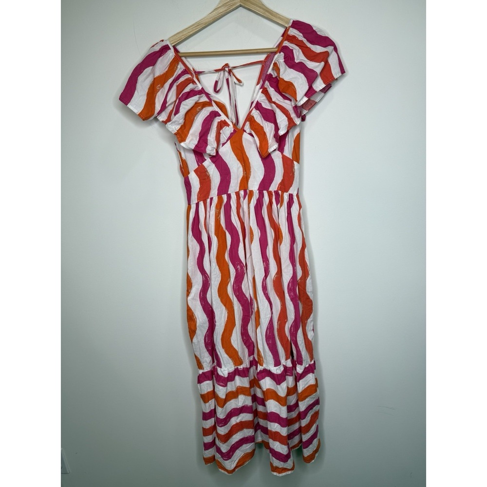 Flying Tomato Midi Dress Small Tiered Maxi Over The Hills Poplin Coastal Cottage - Picture 4 of 10